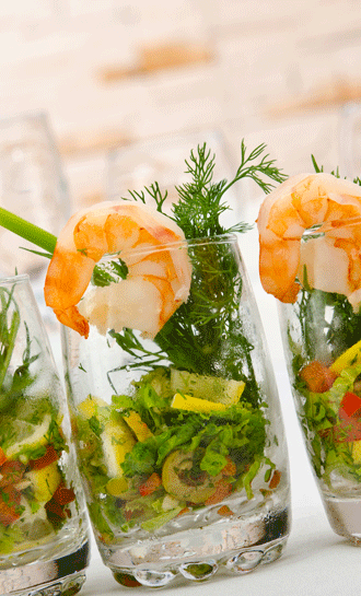 Mamsells Catering Bremen, Foto Fingerfood in Bio Qualit�t, Schrimps Salat im Glas